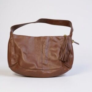 Hobo The Original Brown Leather Shoulder Bag Tassel Accent